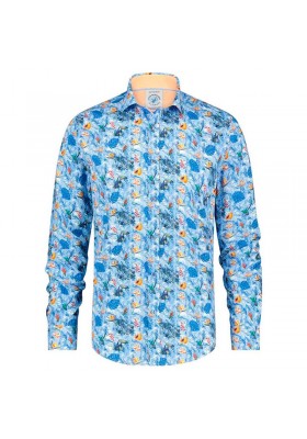 CAMISA JUNGLA CON FRUTAS AZUL CLARO A FISH NAMED FRED