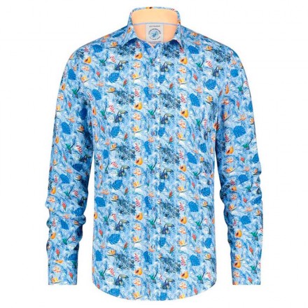 CAMISA JUNGLA CON FRUTAS AZUL CLARO A FISH NAMED FRED