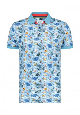 POLO MANGA CORTA AZUL CLARO ESTAMPADO JUNGLA A FISH NAMED FRED
