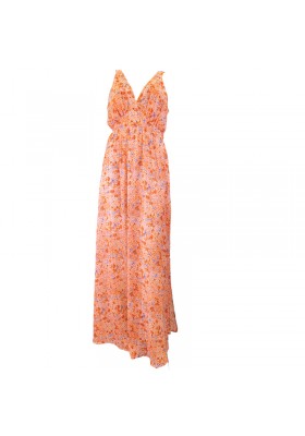 VESTIDO LARGO FLORES ANARANJADAS RELISH