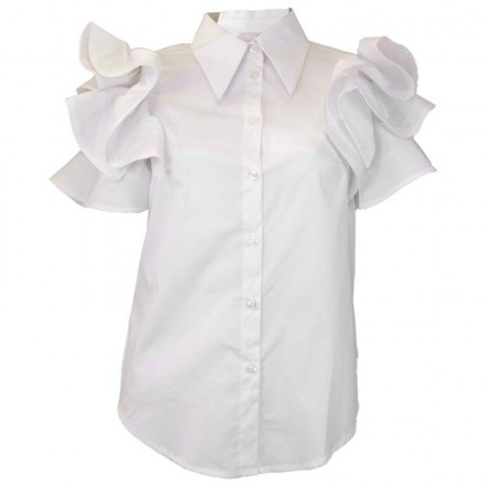CAMISA BLANCA CON VOLANTES EN MANGAS DE RELISH