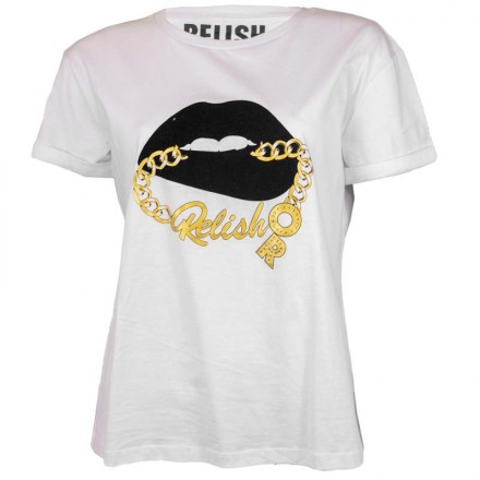 CAMISETA BLANCA DIBUJO LABIOS DE RELISH
